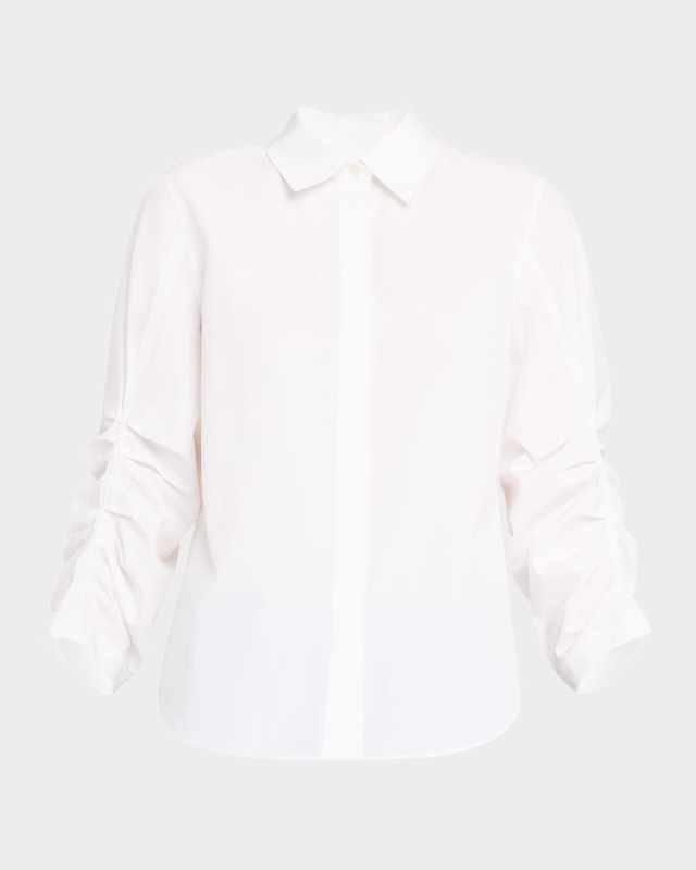 Pleated-Sleeve Cotton Shirt